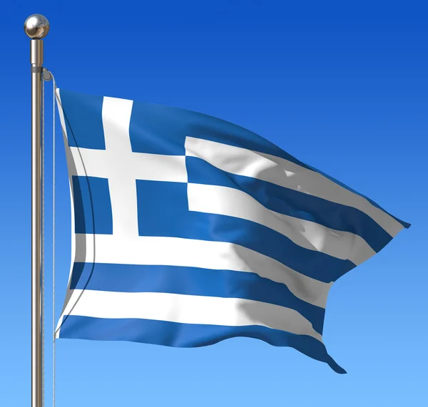 Drapeau de la Grèce contre le ciel bleu. Illustration 3d . — Photo