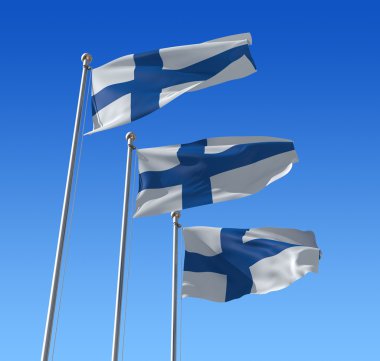 Finlandiya bayrağı mavi gökyüzü.