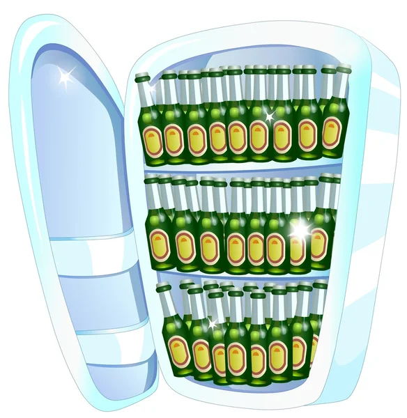 Refrigerador lleno de cervezas — Foto de Stock