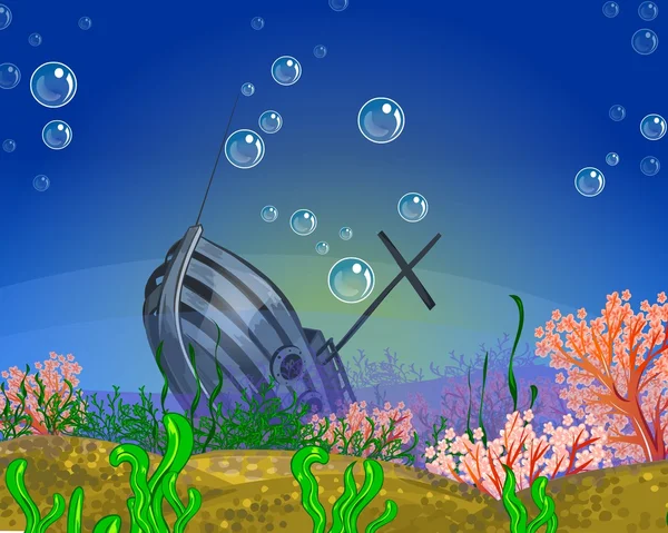 Underwater background. Shipwreck. — Stock Photo, Image