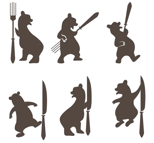 Bären mit Messer und Gabel — Stockfoto