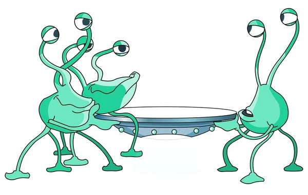 Aliens avec soucoupe volante — Image vectorielle