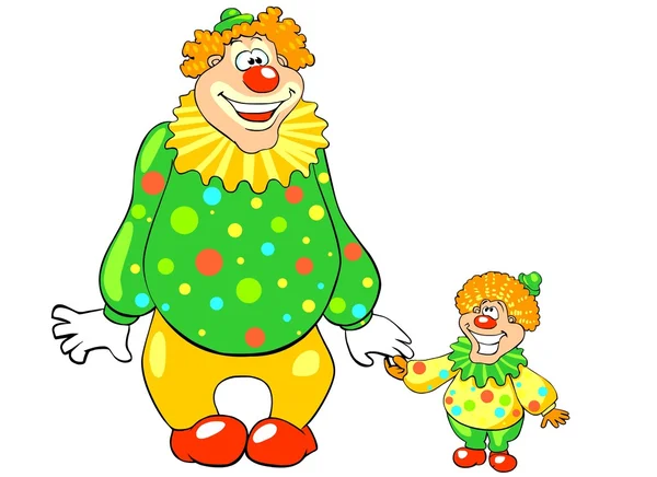 Funny big and little clown. — Stock Vector