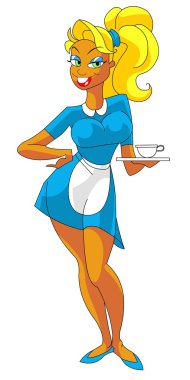 Attractive waitress with a cup of coffee clipart