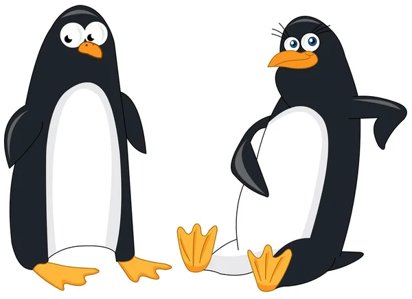 Um par de pinguins engraçados — Vetor de Stock