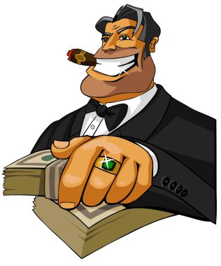 Happy millionaire with cigar clipart