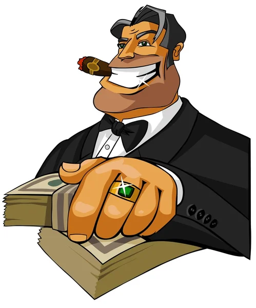 Happy millionaire with cigar — Stock Photo, Image