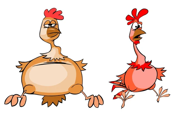 Смешной цыпленок и петух — стоковое фото