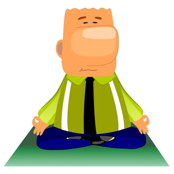 Бизнесмен медитирует в позе лотоса йоги — стоковое фото
