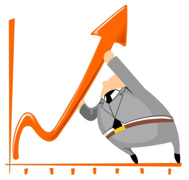 Businessman is trying to change the chart up clipart