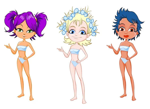 Három különböző lány-ban bikini — Stock Fotó