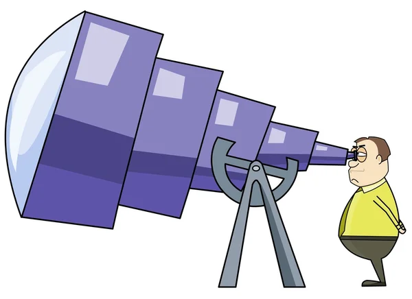 Άνθρωπος, χρησιμοποιώντας ενός γιγάντιου τηλεσκοπίου — Διανυσματικό Αρχείο
