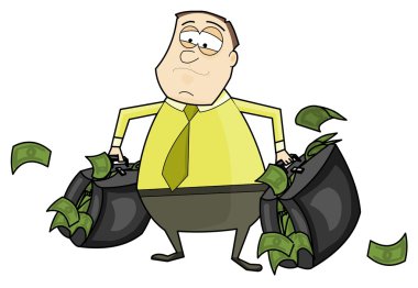 Businessman with a suitcases full of money. clipart