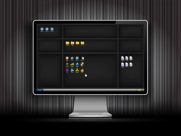 Dunkler Desktop-Hintergrund mit Regalen — Stockvektor