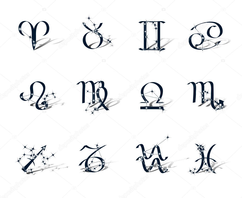 Zodiac symbols decorated zodiac constellations