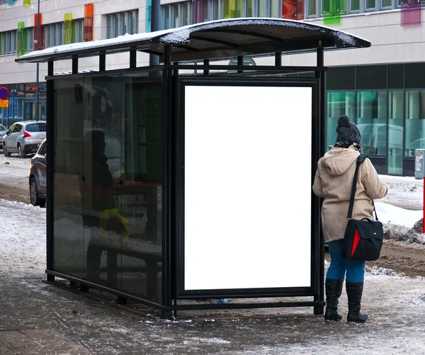Parada de autobús invierno — Foto de Stock