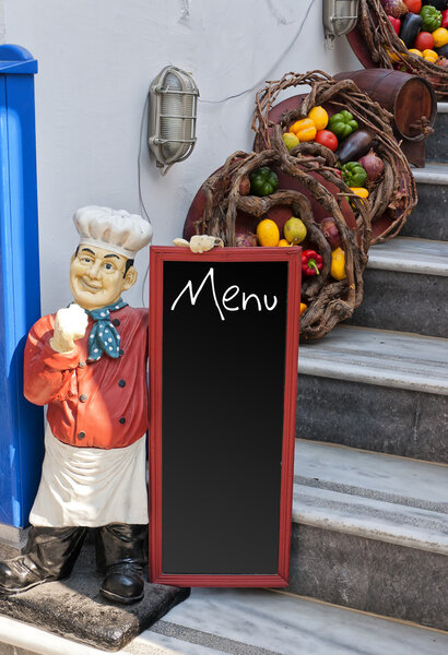 Chef with blackboard