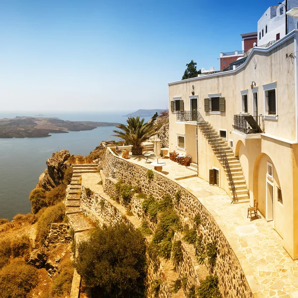 Firastefani evlerde Santorini — Stok fotoğraf