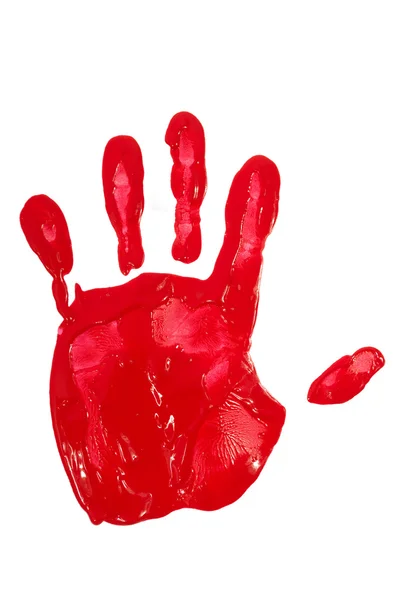 Impressão manual com tinta vermelha — Fotografia de Stock