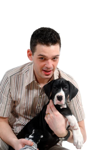 年轻的男人和他的小狗 — 图库照片