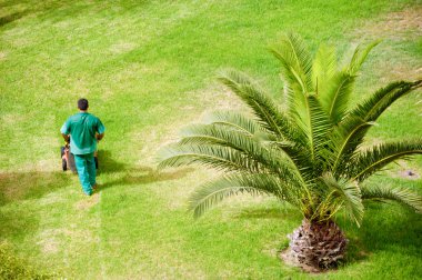 Man working in garden clipart