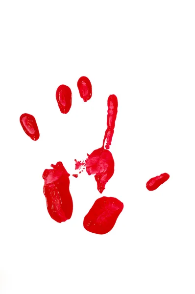 Hand print with red paint — Stock Photo, Image