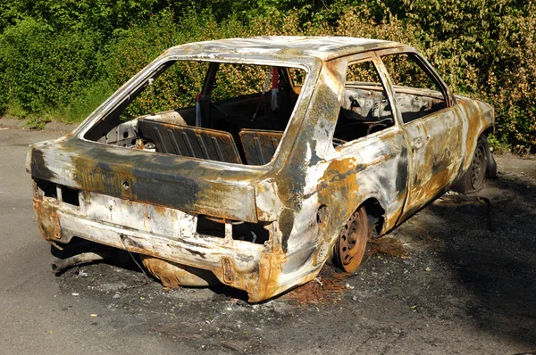 Burnt car wreck — Stock Photo, Image