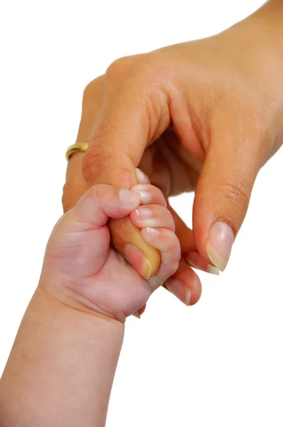 Baby and mothers hand — Stock Photo, Image