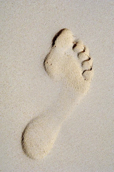 Voetafdruk in zand op het strand — Stockfoto