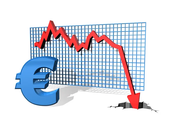 Euro em queda — Fotografia de Stock