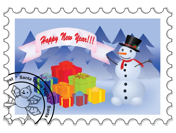 Feliz año nuevo sello — Vector de stock