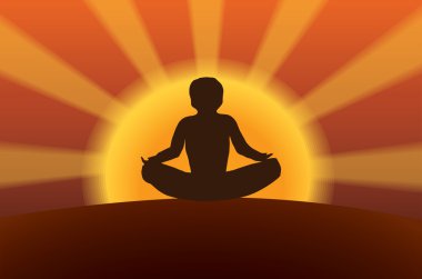 Meditation at sunset clipart