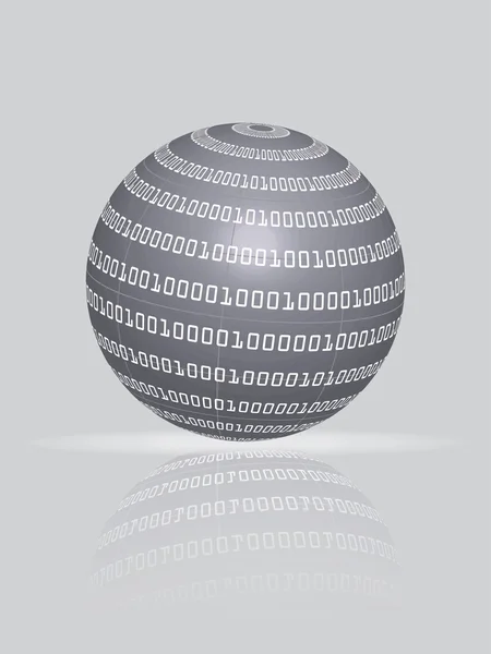 Binary globe with reflection — Stock Vector