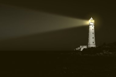 Lighthouse at night clipart