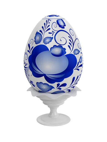 Üzerinde beyaz izole Paskalya yortusu yumurta — Stok fotoğraf