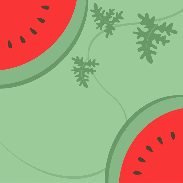 Watermeloen op een groene achtergrond — Stockvector