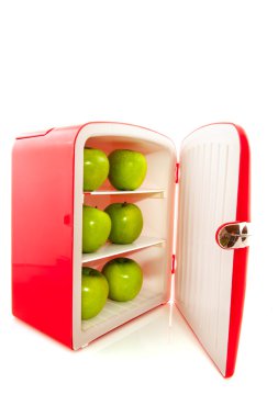Refridgerator with green apples clipart