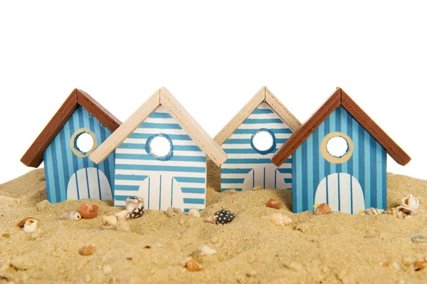 Rij strand hutten — Stockfoto