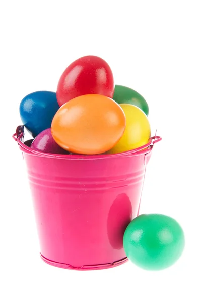 粉红桶复活节彩蛋 — 图库照片