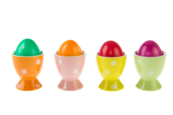 Řádek s čtyřmi velikonoční vajíčka — Stock fotografie