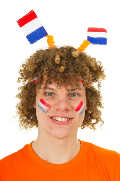 Junge unterstützt das holländische Team — Stockfoto