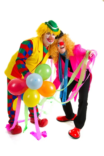 Funny clowns with balloons — Stock Photo, Image