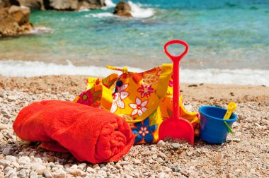 Beach bag with towel clipart