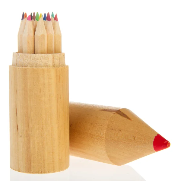 Ahşap set renkli kalemler — Stok fotoğraf