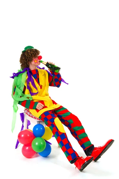 Drinking clown — Stock Photo, Image