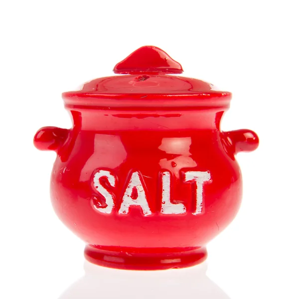 Červené soli hrnec — Stock fotografie