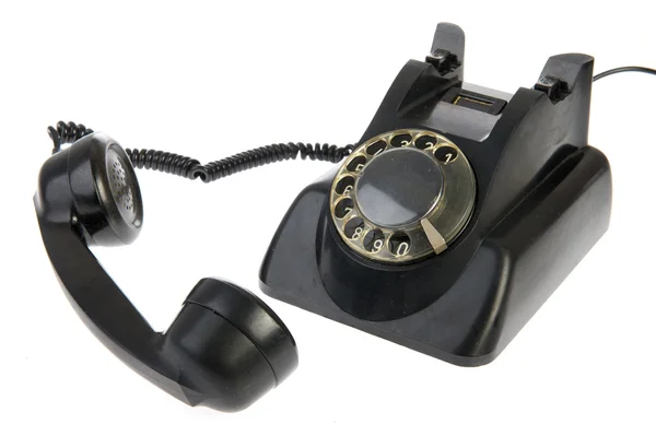 Винтажный чёрный телефон — стоковое фото