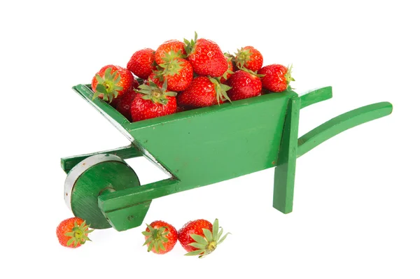 Kruiwagen met aardbeien — Stockfoto