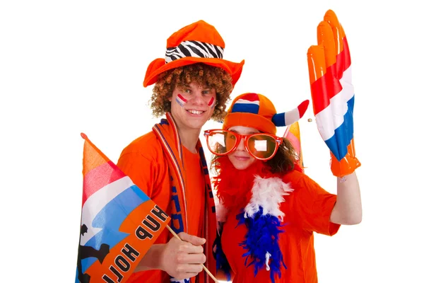 Boy is supporting the Dutch Stock Image