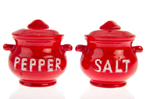 Rode peper en zout set — Stockfoto